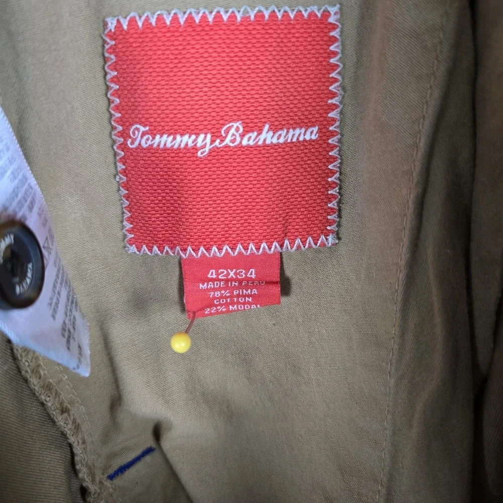 Tommy Bahama Boracay Chino Pants Mens 42x34 Khaki Tan Pima Cotton Modal Straight